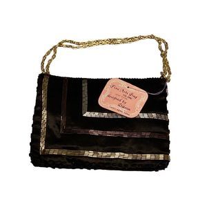 VINTAGE FINE ARTS BAG NEW YORK BLACK BEADED DIKRAN WITH ORIGINAL HANG TAG